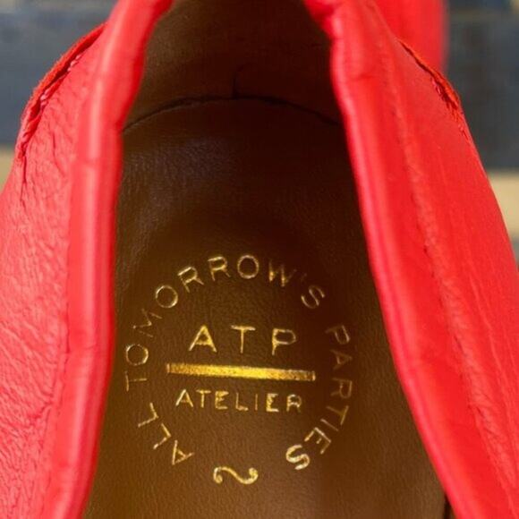 ATP Atelier Airola Red Leather Penny Loafers Women’s Size 40 EU 9.5 NWOB Italy - Picture 10 of 12
